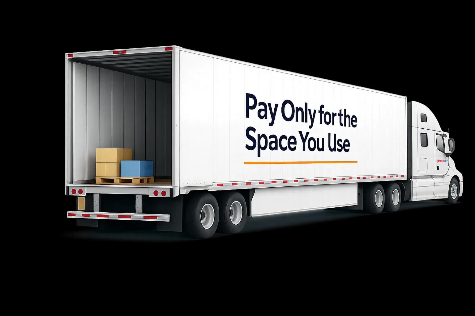 Palletized LTL freight staged for shared-capacity shipping